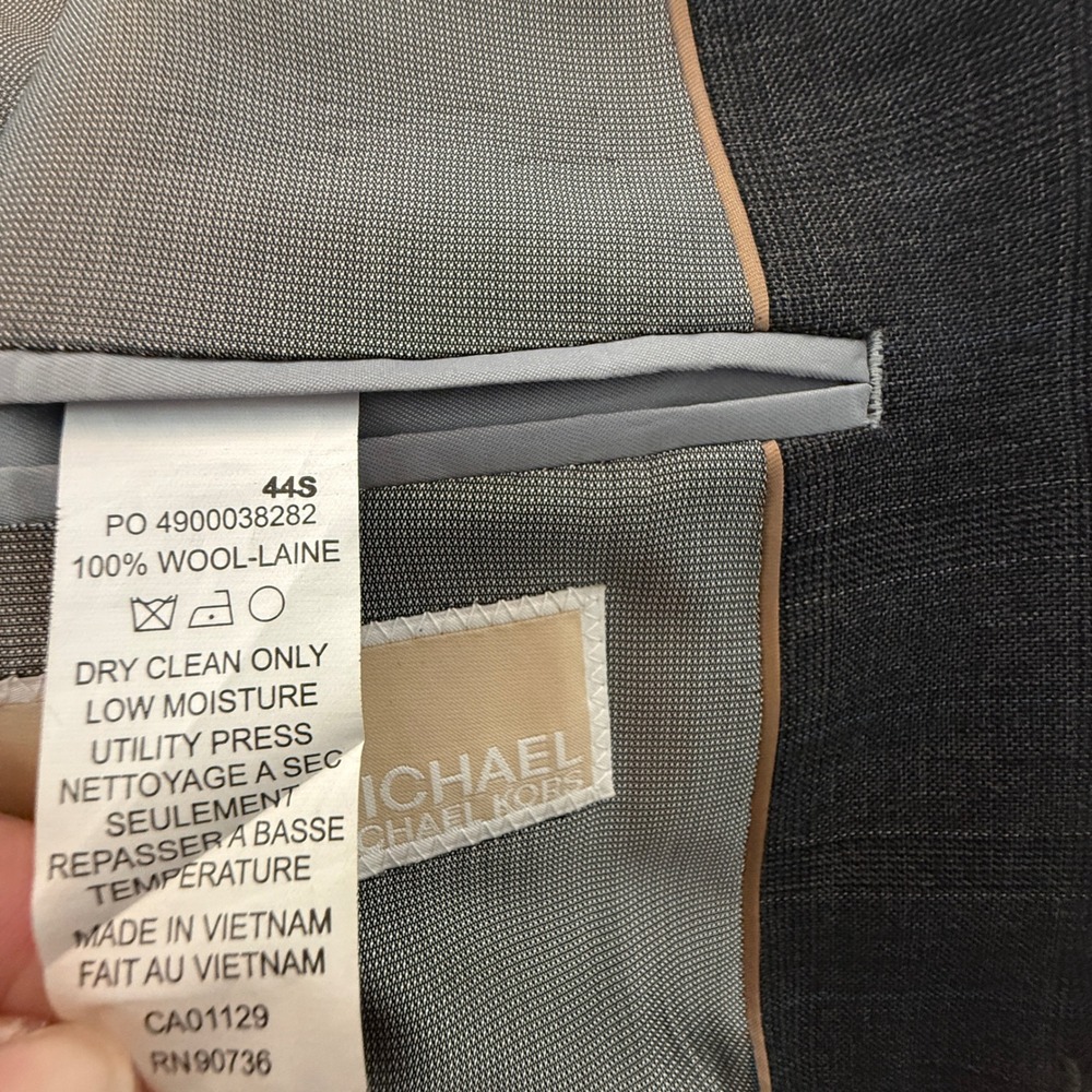 Michael Kors Suit Jacket Mens 44S Grey Glen Plaid Wool Two Button Blazer - Picture 5 of 10